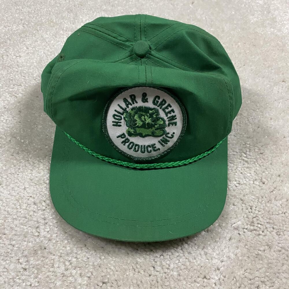 Vintage K-Products Hat Cap Strap Back One Size Green USA 80s Hollar & Greene